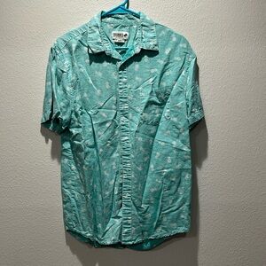 Men’s Linen Pineapple Shirt - men’s M - turquoise / whitewash
